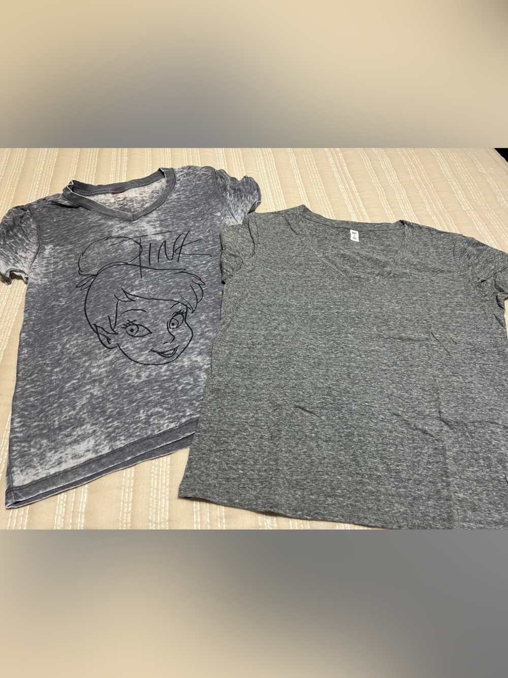 2 Heather Gray v neck Tee shirts tinkerbell Disney and nwt tee